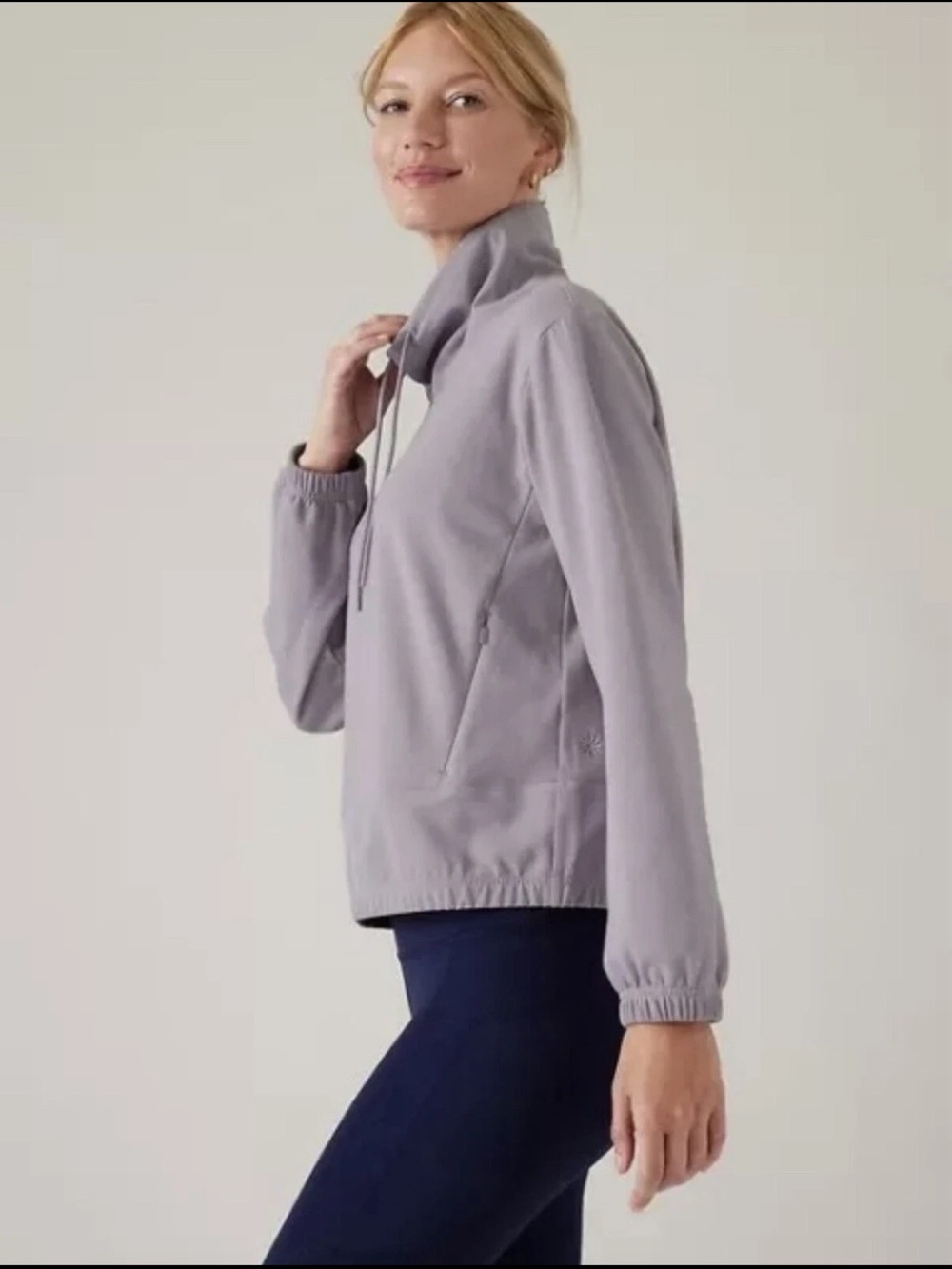 Athleta Triumph Funnel Neck Oversized Sweatshirt Starlily Violet Size Medium - Picture 4 of 9